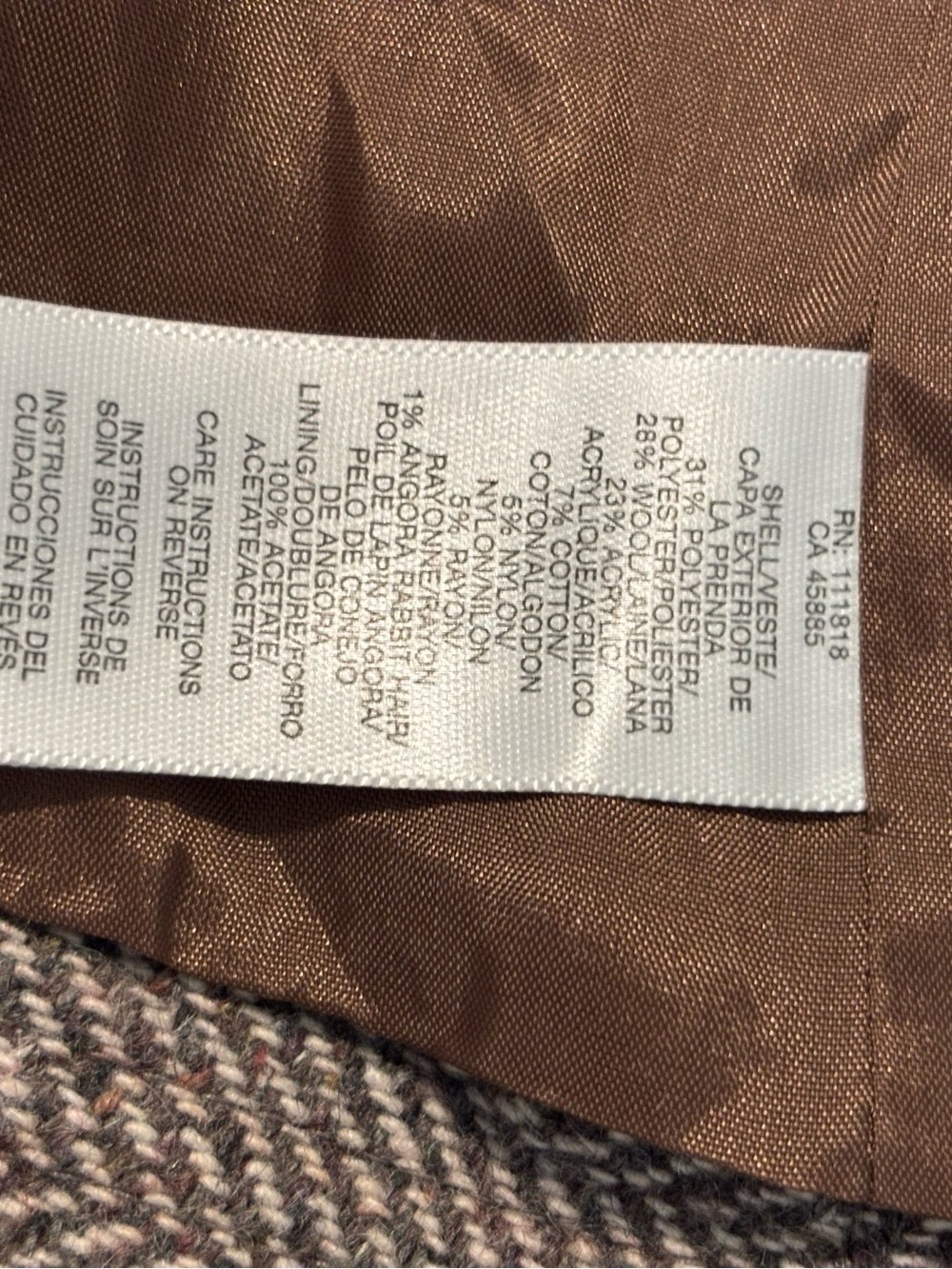 NEW Michael Michael KORS  Brown Herringbone Wool-Blend Military Stye Jacket SZ 8 - Picture 12 of 14